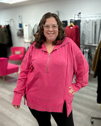 Half Zip Sweatshirt | Washed Fuchsia