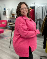 Half Zip Sweatshirt | Washed Fuchsia