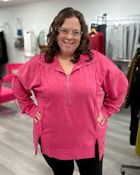 Half Zip Sweatshirt | Washed Fuchsia