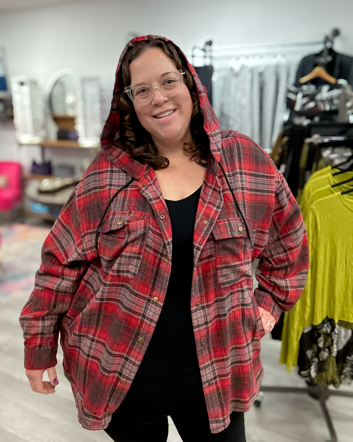Plaid Shacket | Red