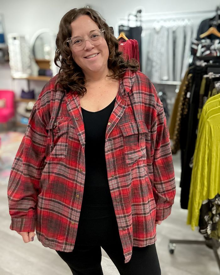 Plaid Shacket | Red