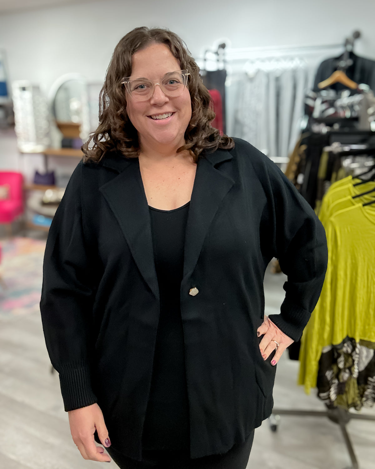 Single Button Cardigan | Black