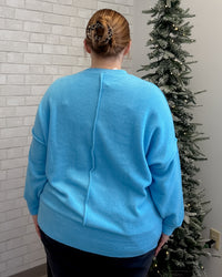 Brushed Mélange Drop Shoulder Pocket Top | Deep Sky