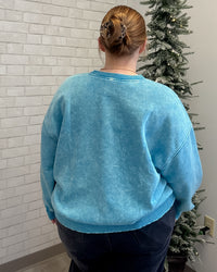 Acid Wash Oversized Fleece Pullover | Deep Sky