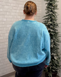 Acid Wash Oversized Fleece Pullover | Deep Sky
