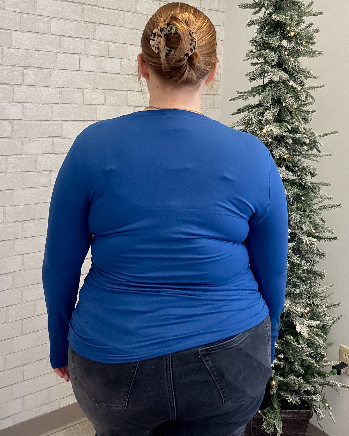 Brushed Microfiber Long Sleeve Tee | Light Navy