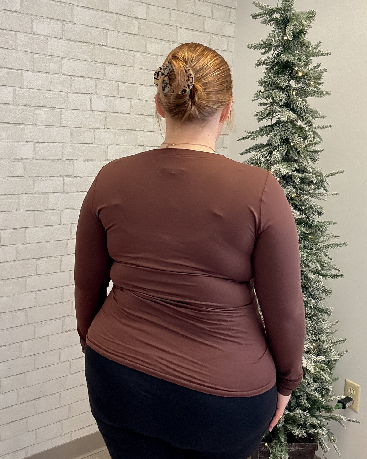 Brushed Microfiber Long Sleeve Tee | Mahogany