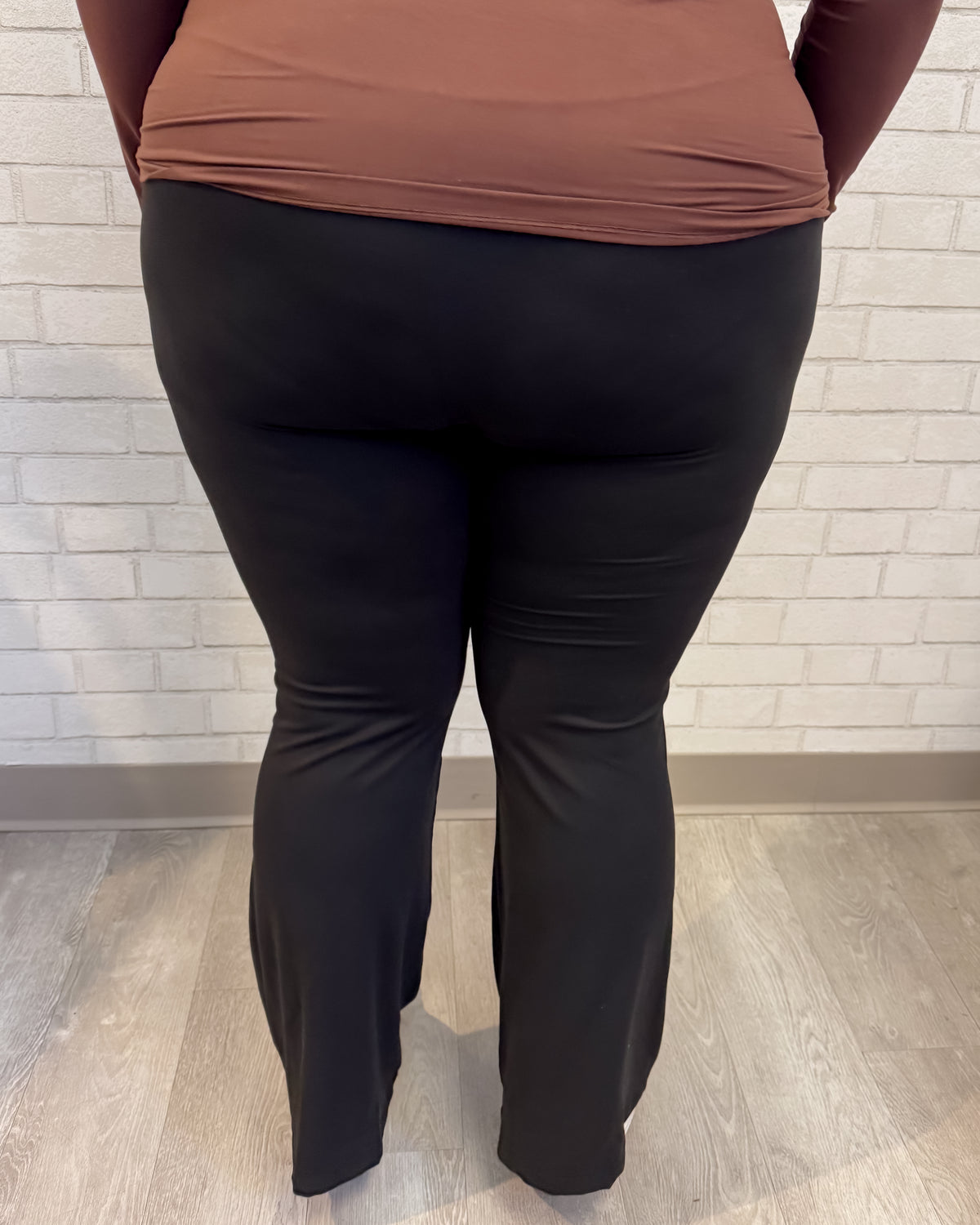 Premium Cotton Fold Over Flare Pants | Black