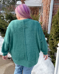 Brushed Mélange Hacci Oversized Sweater | Dark Green