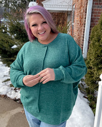 Brushed Mélange Hacci Oversized Sweater | Dark Green