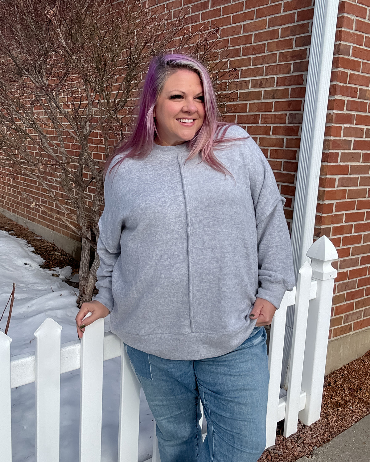 Brushed Mélange Hacci Oversized Sweater | Heather Grey