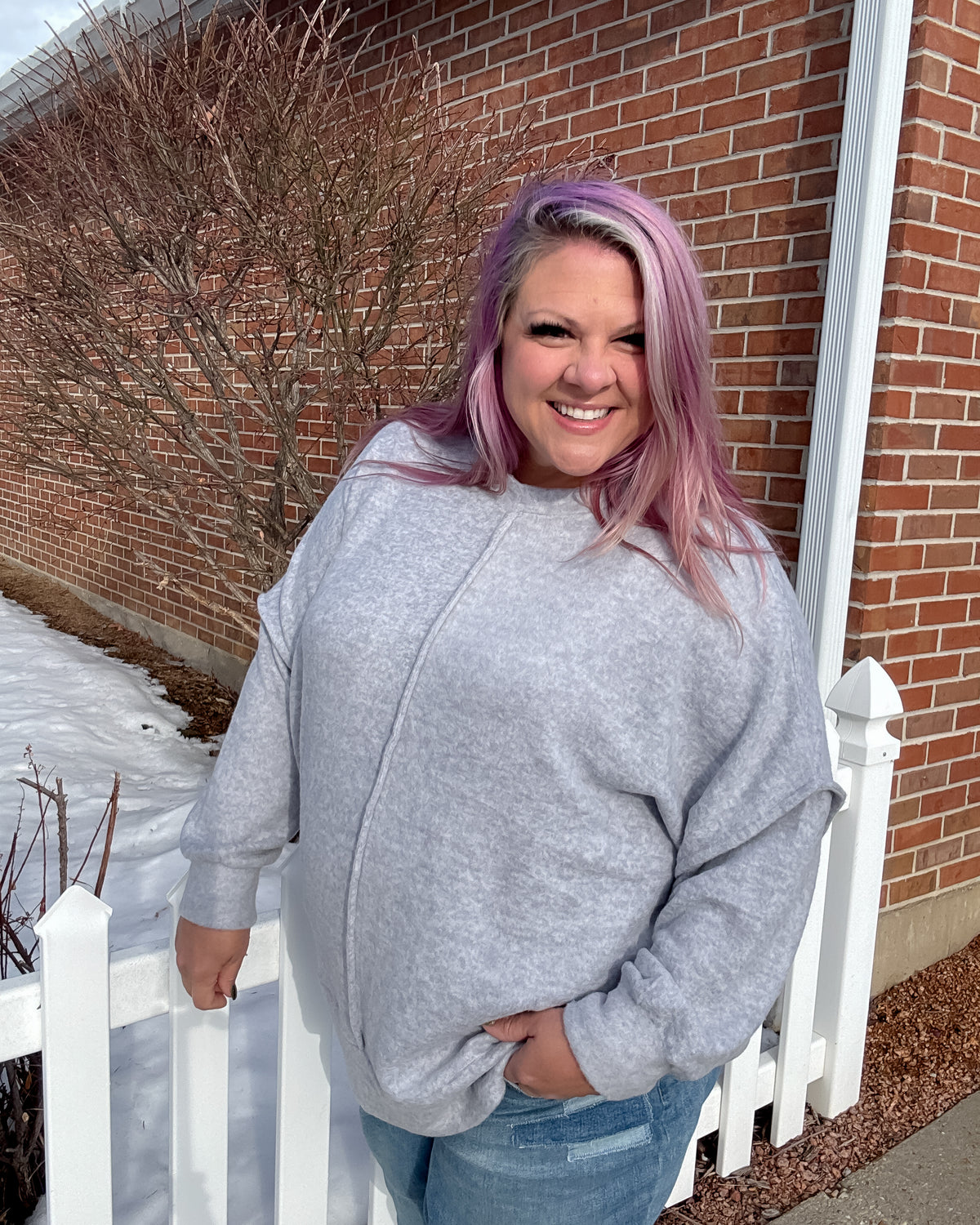 Brushed Mélange Hacci Oversized Sweater | Heather Grey