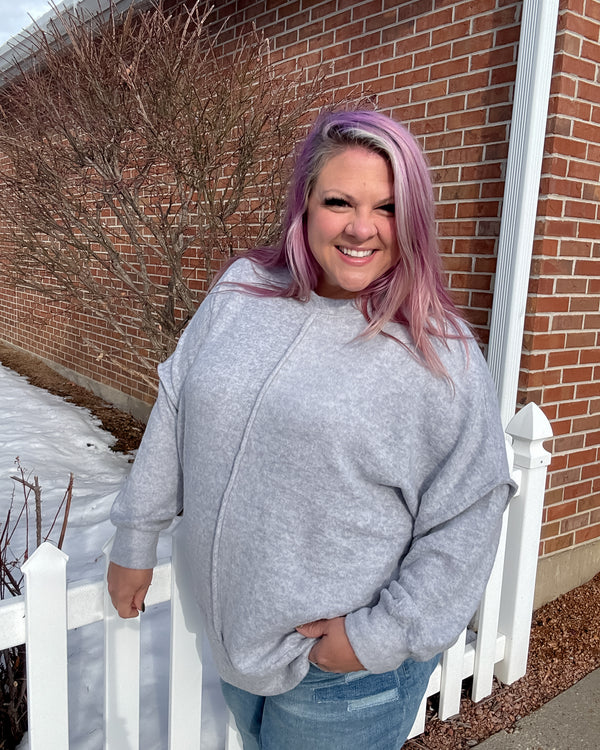 Brushed Mélange Hacci Oversized Sweater | Heather Grey