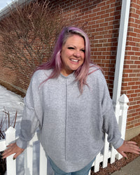 Brushed Mélange Hacci Oversized Sweater | Heather Grey