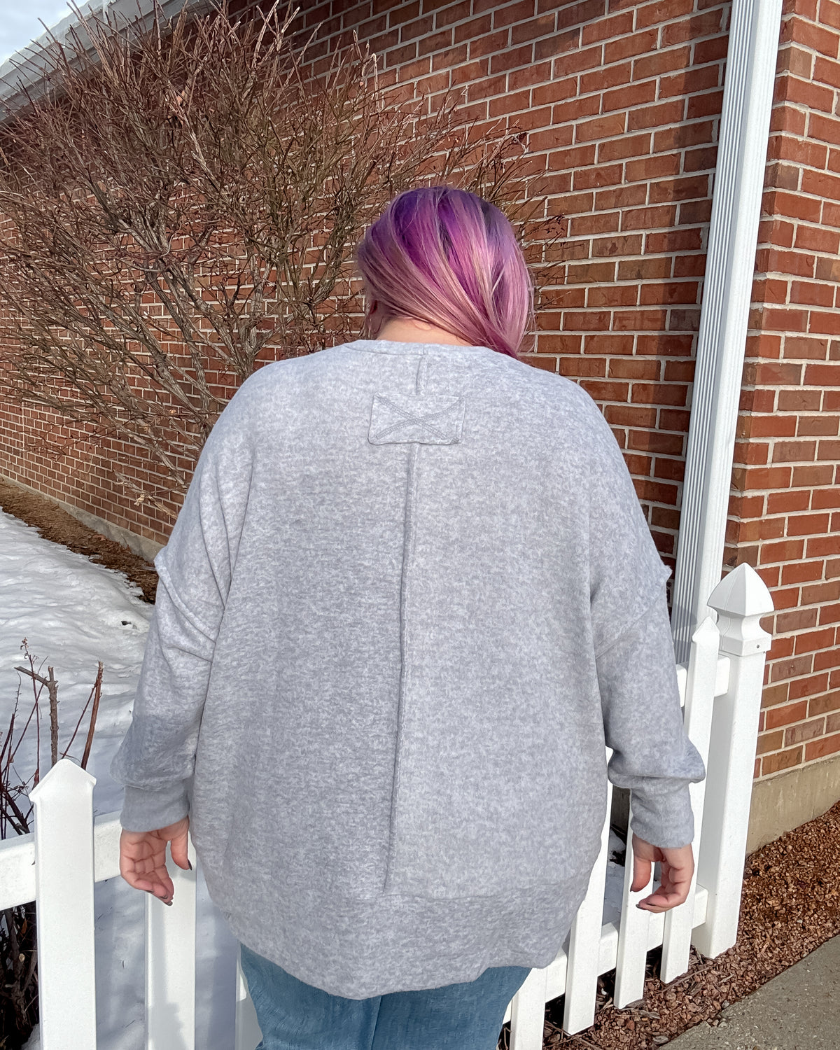 Brushed Mélange Hacci Oversized Sweater | Heather Grey