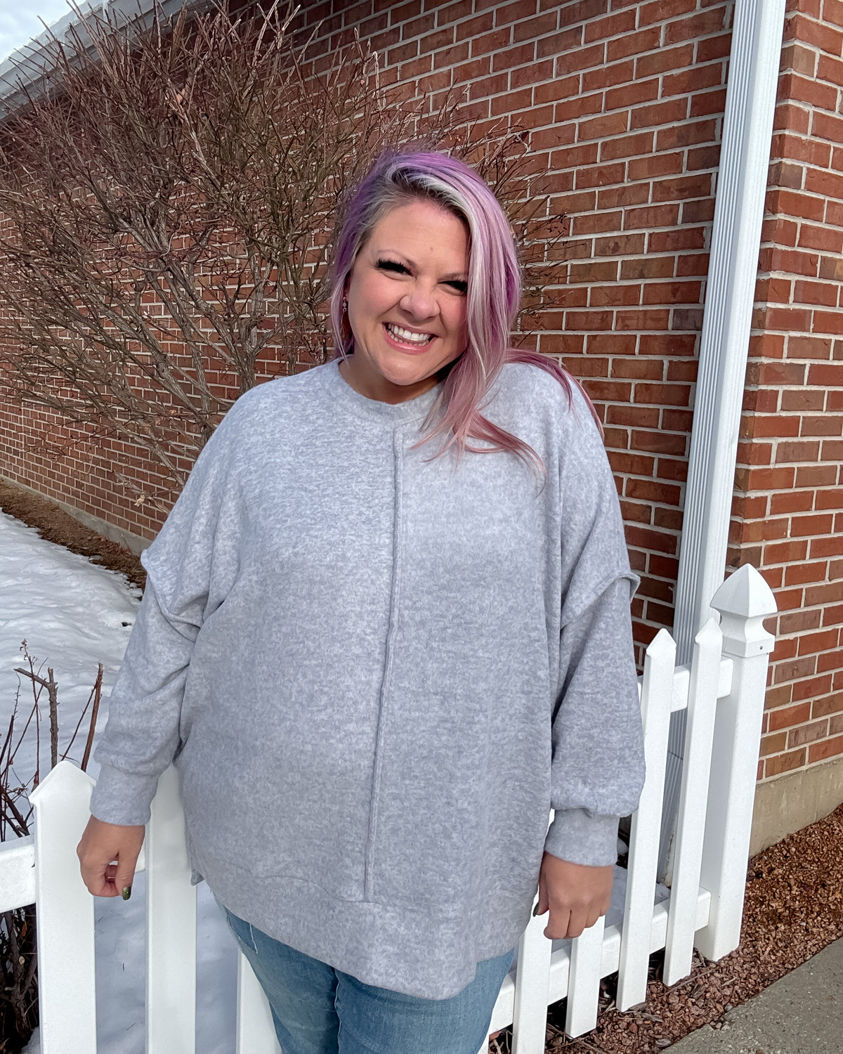 Brushed Mélange Hacci Oversized Sweater | Heather Grey