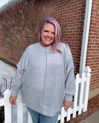 Brushed Mélange Hacci Oversized Sweater | Heather Grey