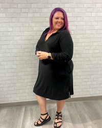 Collared Shift Dress | Black