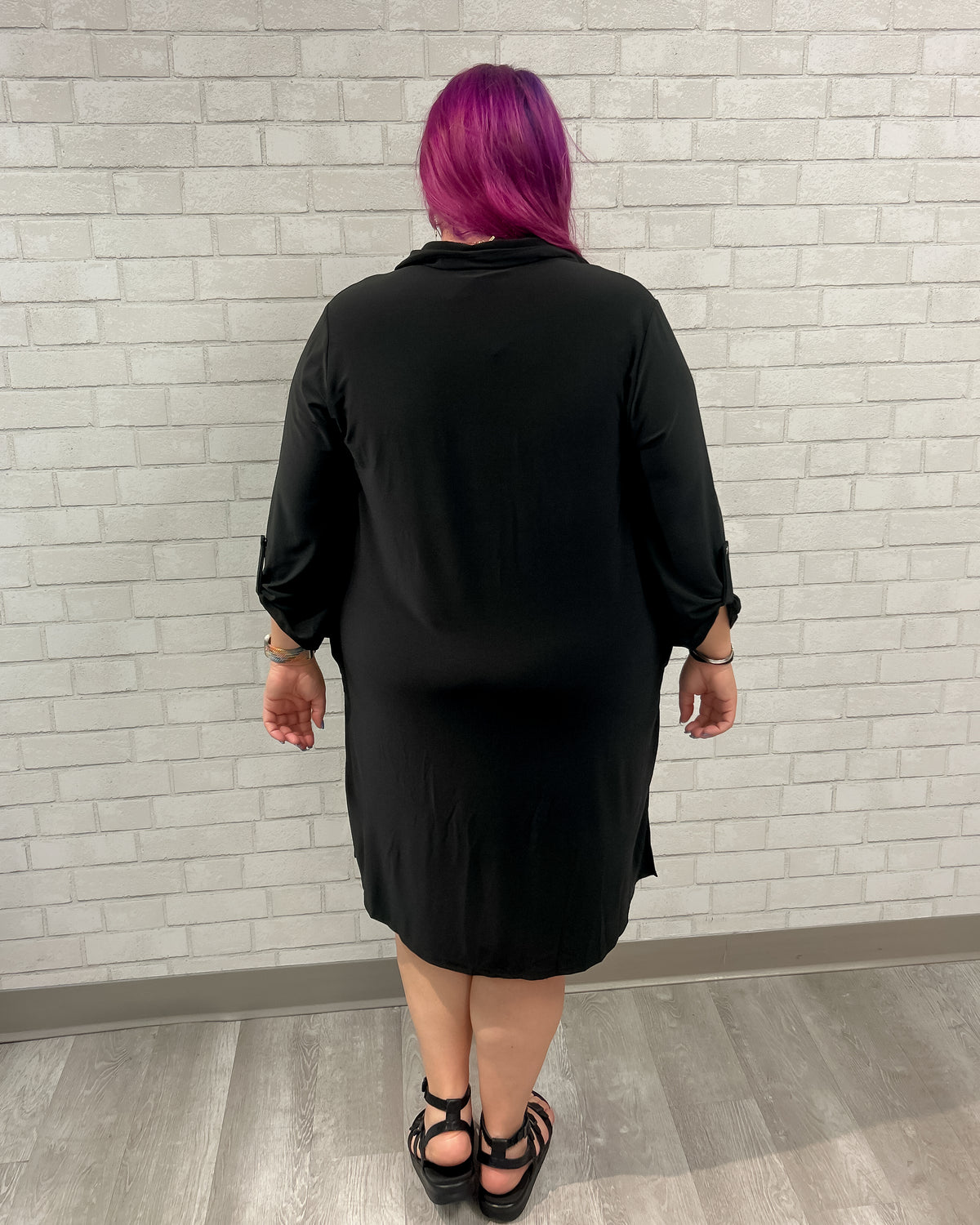 Collared Shift Dress | Black