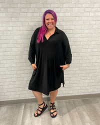 Collared Shift Dress | Black
