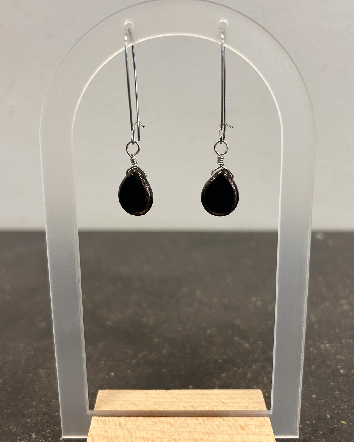 Black Bronze Long Czech Drops