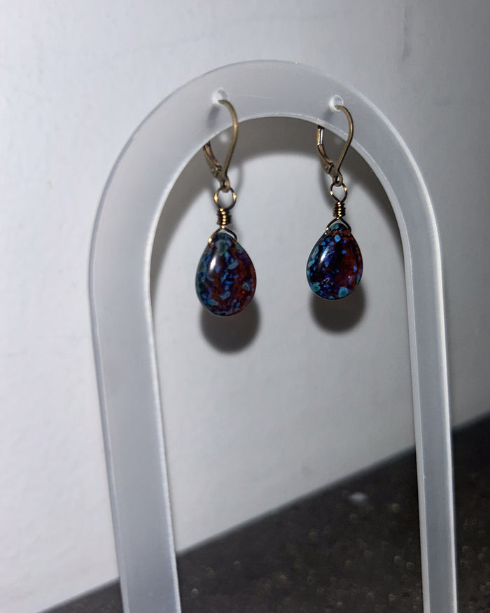 Blue Speckle Czech Drops