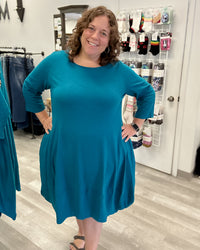 Cotton Lantern Dress | Teal
