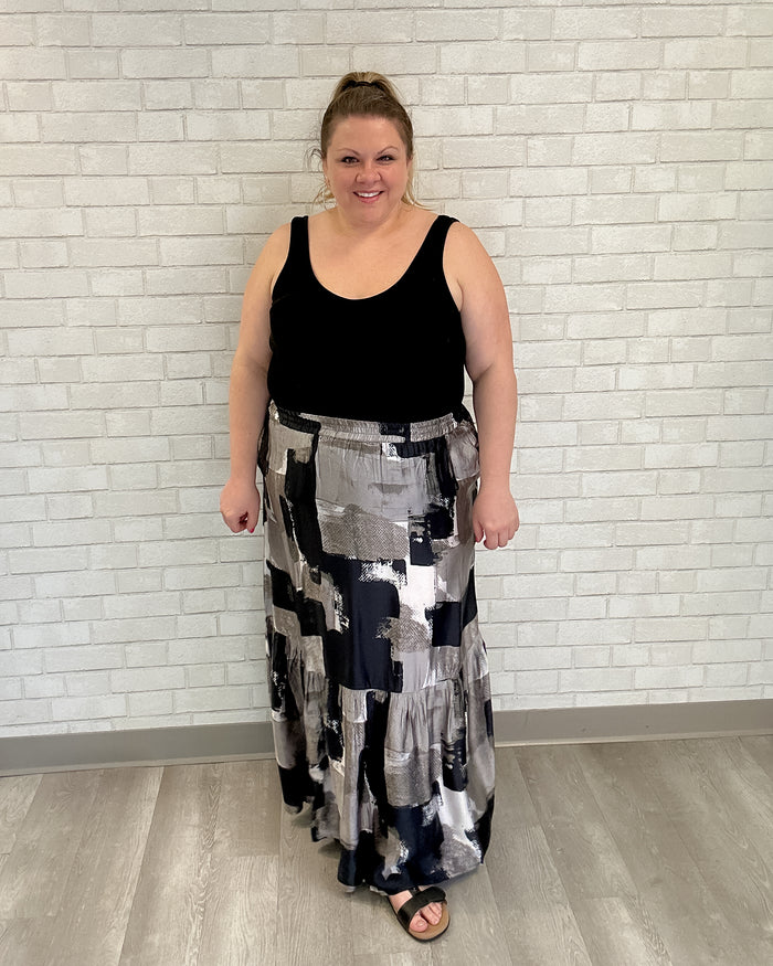 Abstract Greyscale Skirt