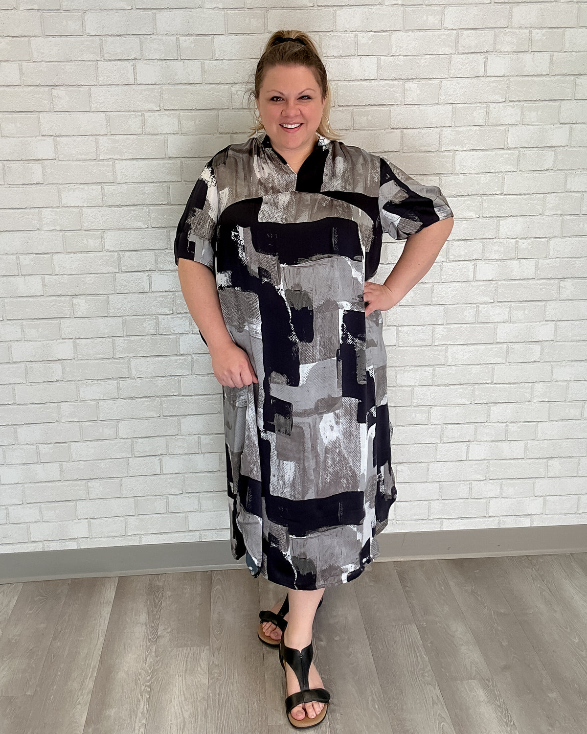 Abstract Greyscale Dress