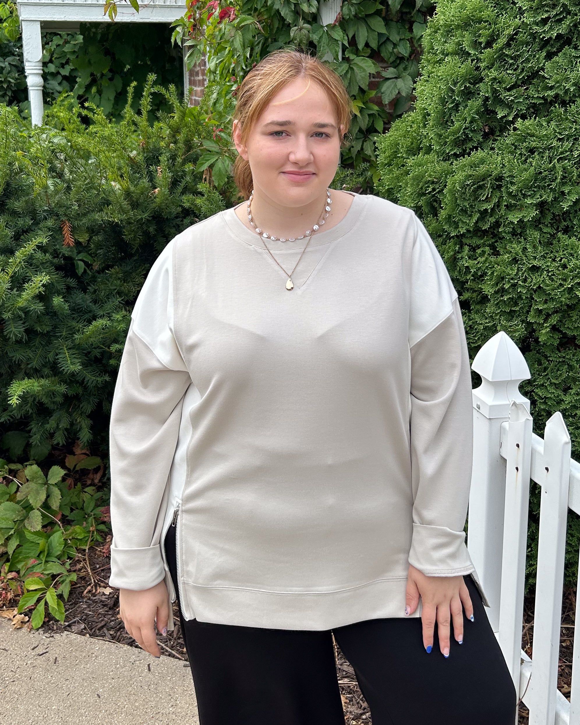 Colorblock Side Zip Pullover | Stone – Z Boutique