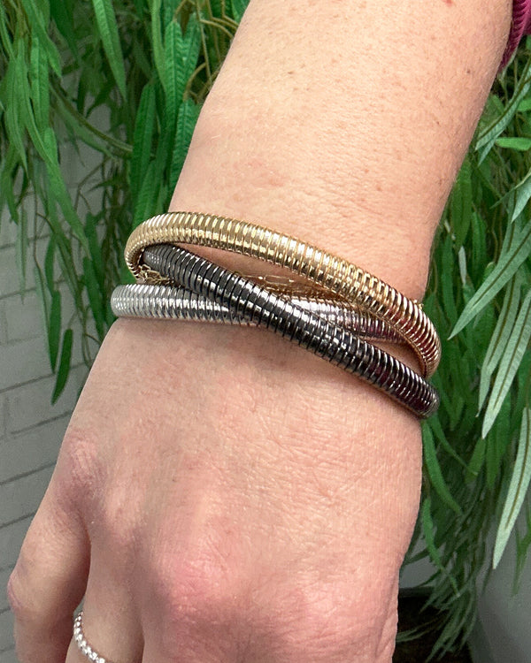 3-Strand Metal Linked Snake-Chain Bracelet