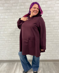 Hooded One Pocket Tunic | Plum