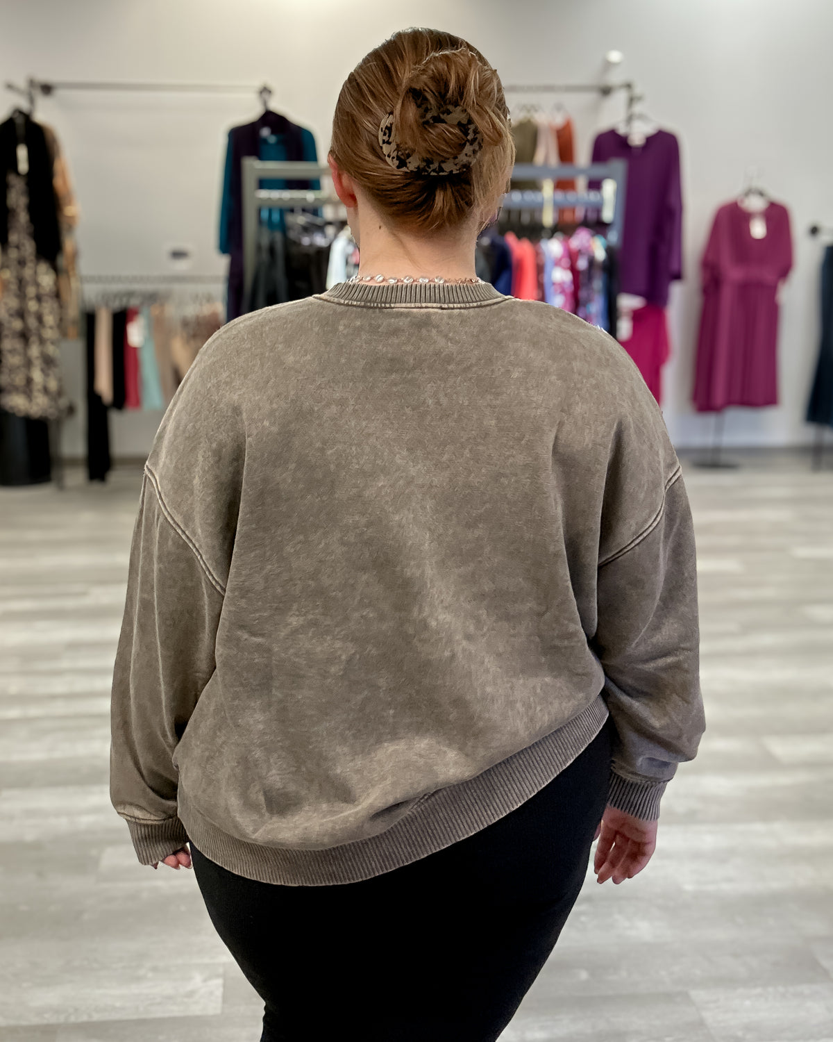 Acid Wash Oversized Fleece Pullover | Dark Olive