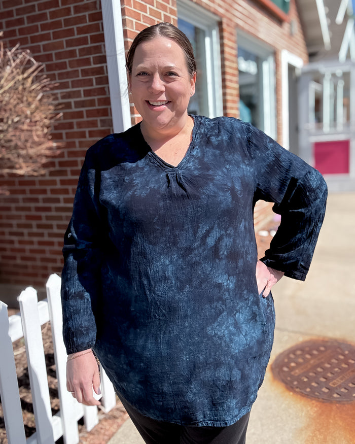 Brunch Cotton Gauze Top | Washed Sapphire