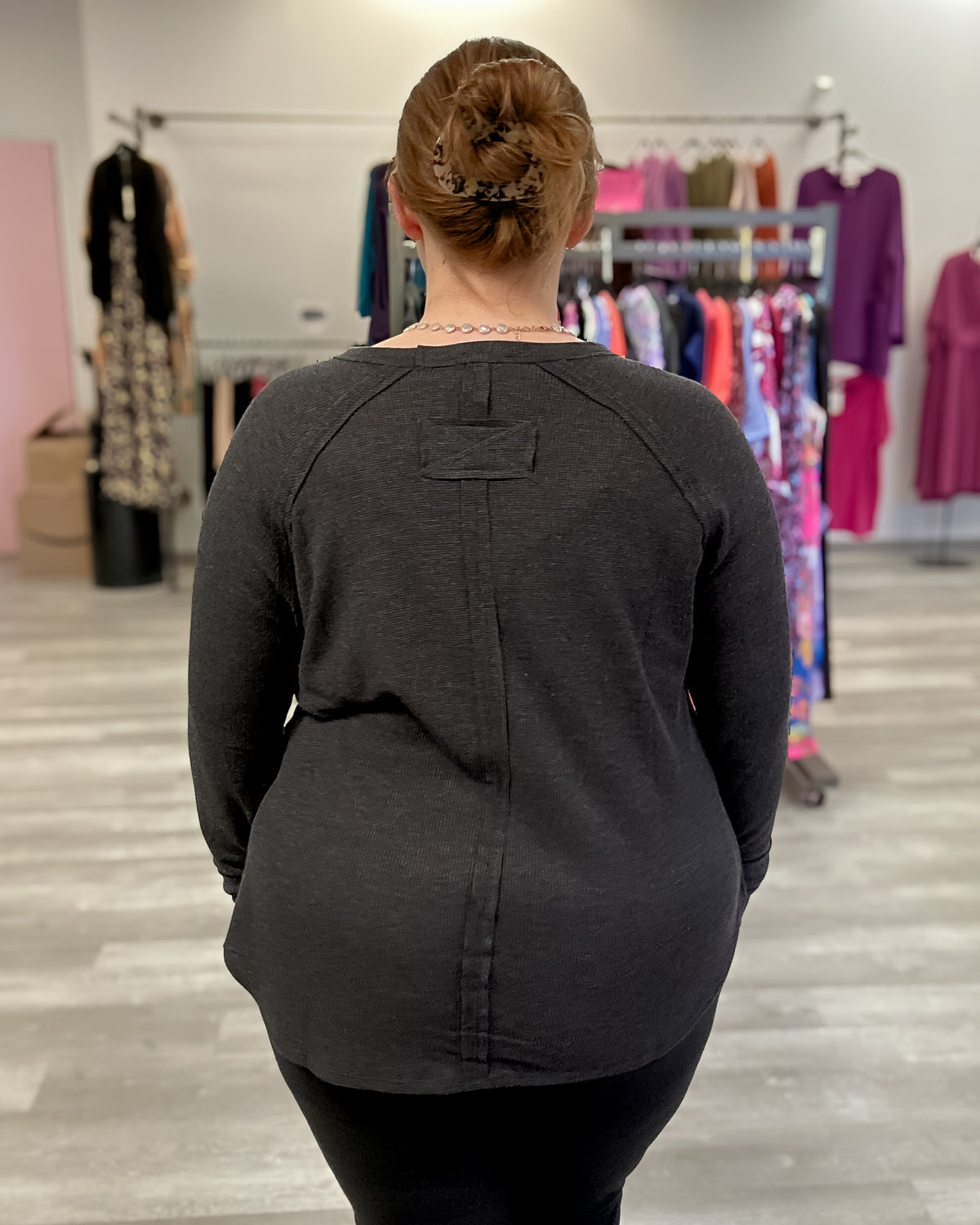 Baby Waffle Long Sleeve Top | Black