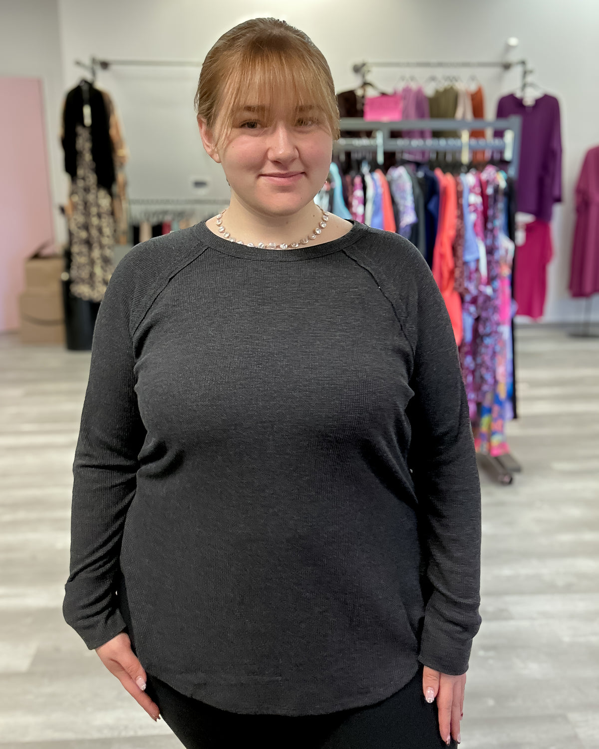 Baby Waffle Long Sleeve Top | Black