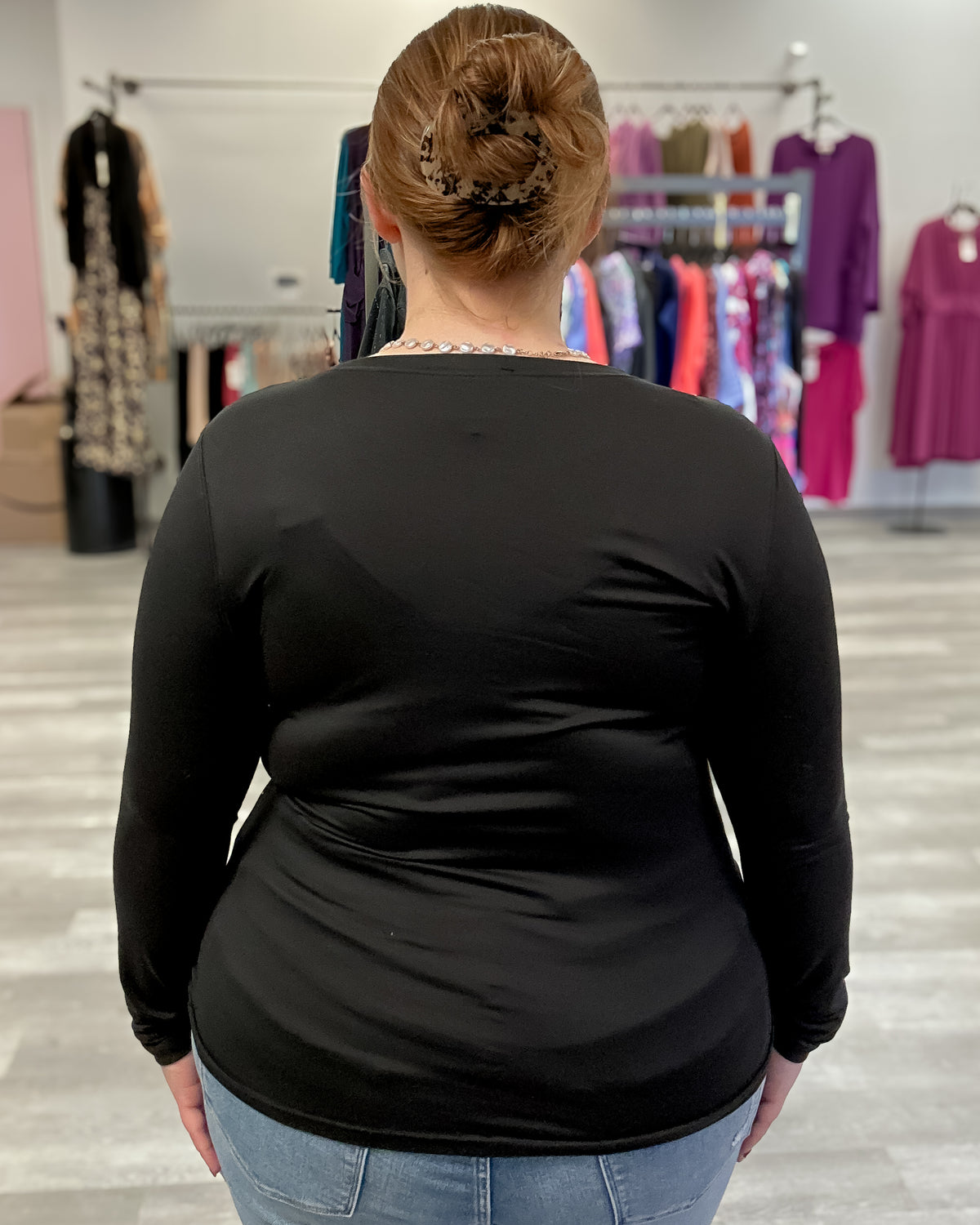 Brushed Microfiber Long Sleeve Tee | Black