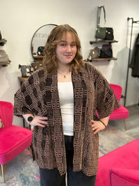 Geo Printed Metallic Cardigan