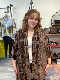 Geo Printed Metallic Cardigan