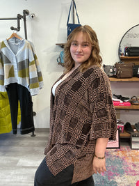 Geo Printed Metallic Cardigan