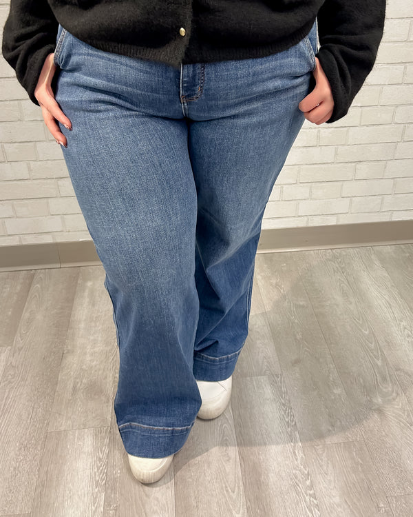 Mid Rise Trouser Retro Wide Leg Jeans