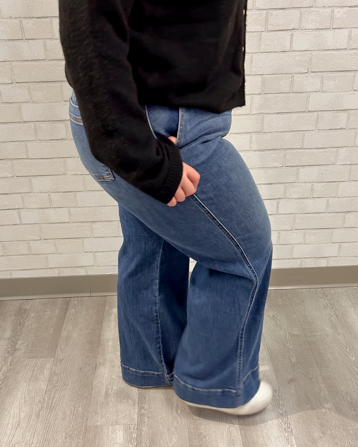 Mid Rise Trouser Retro Wide Leg Jeans