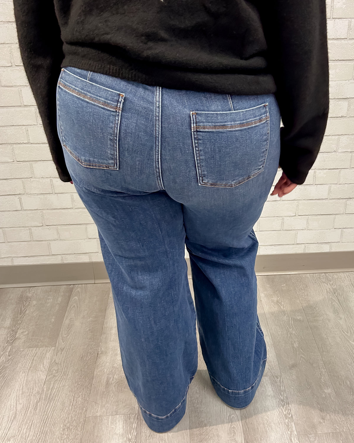 Mid Rise Trouser Retro Wide Leg Jeans