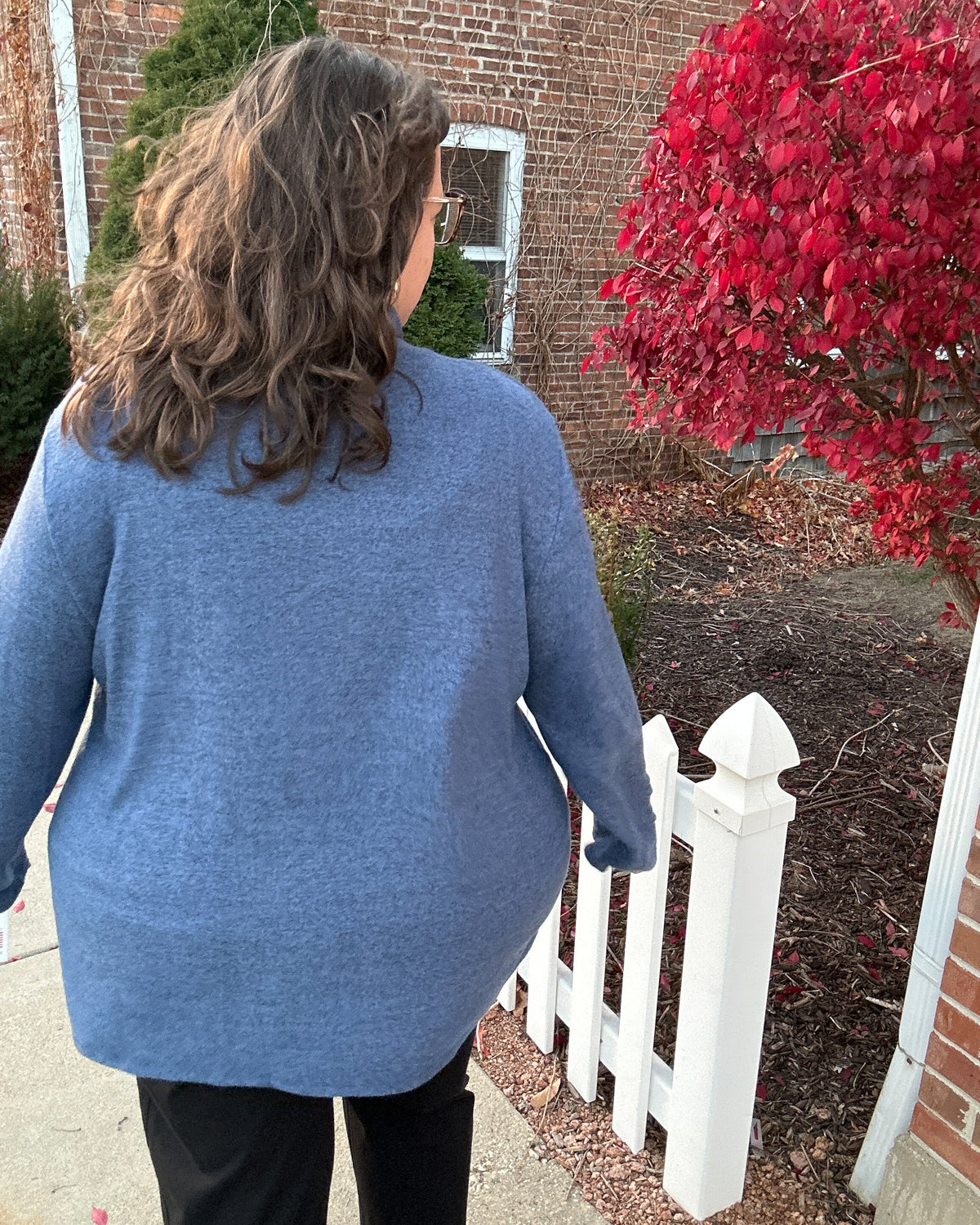 Brushed Hacci Foldover Neck Top | Cobalt