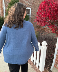 Brushed Hacci Foldover Neck Top | Cobalt