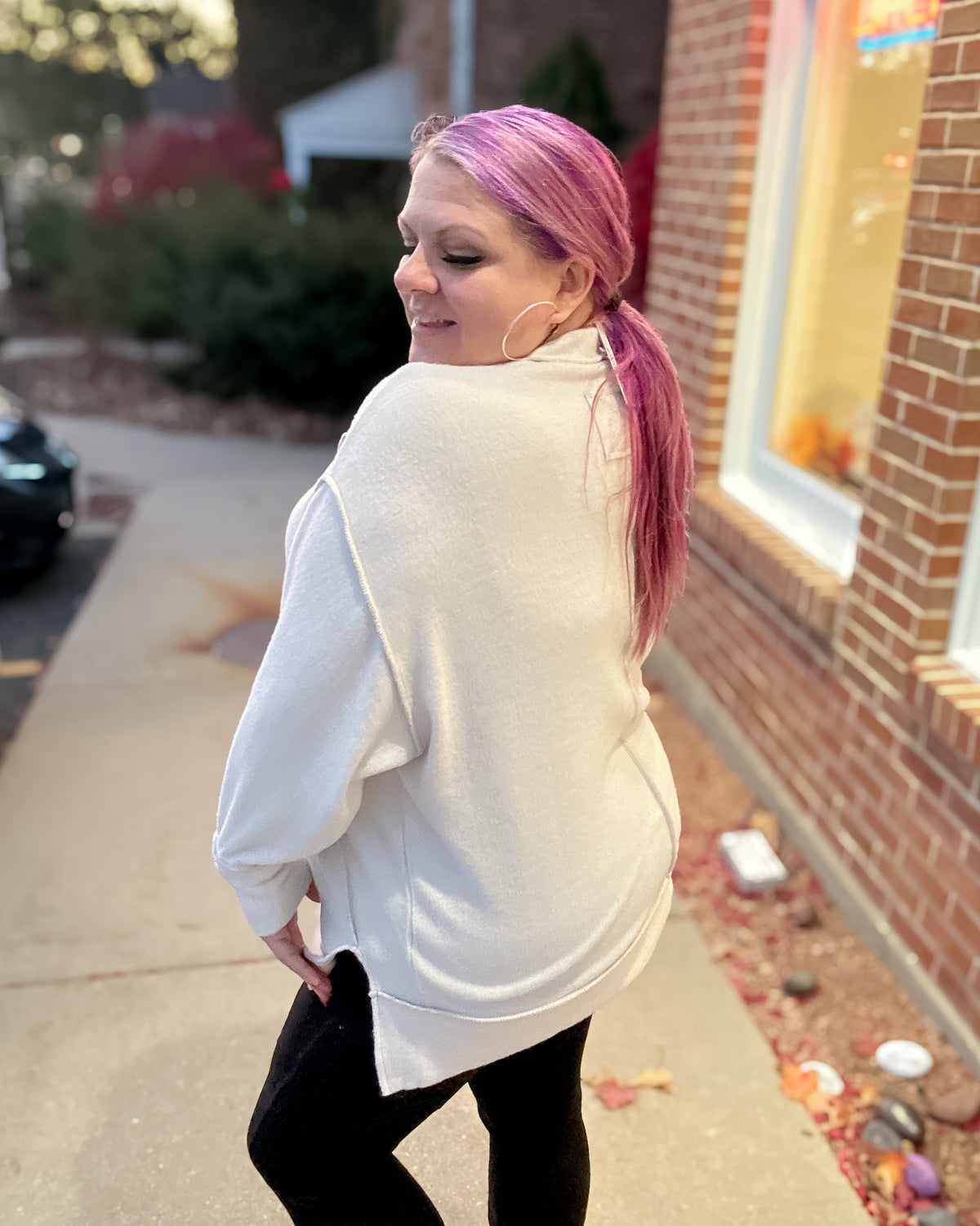 Brushed Mélange Hacci Oversized Sweater | Sand Beige