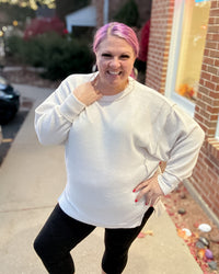 Brushed Mélange Hacci Oversized Sweater | Sand Beige