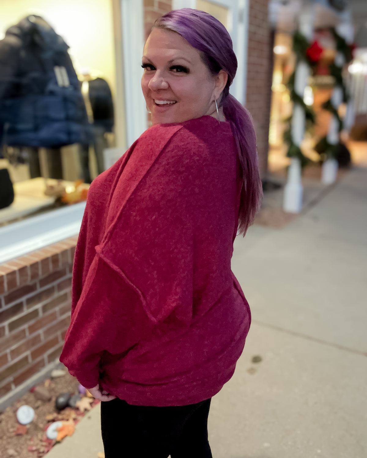 Brushed Mélange Hacci Oversized Sweater | Cabernet