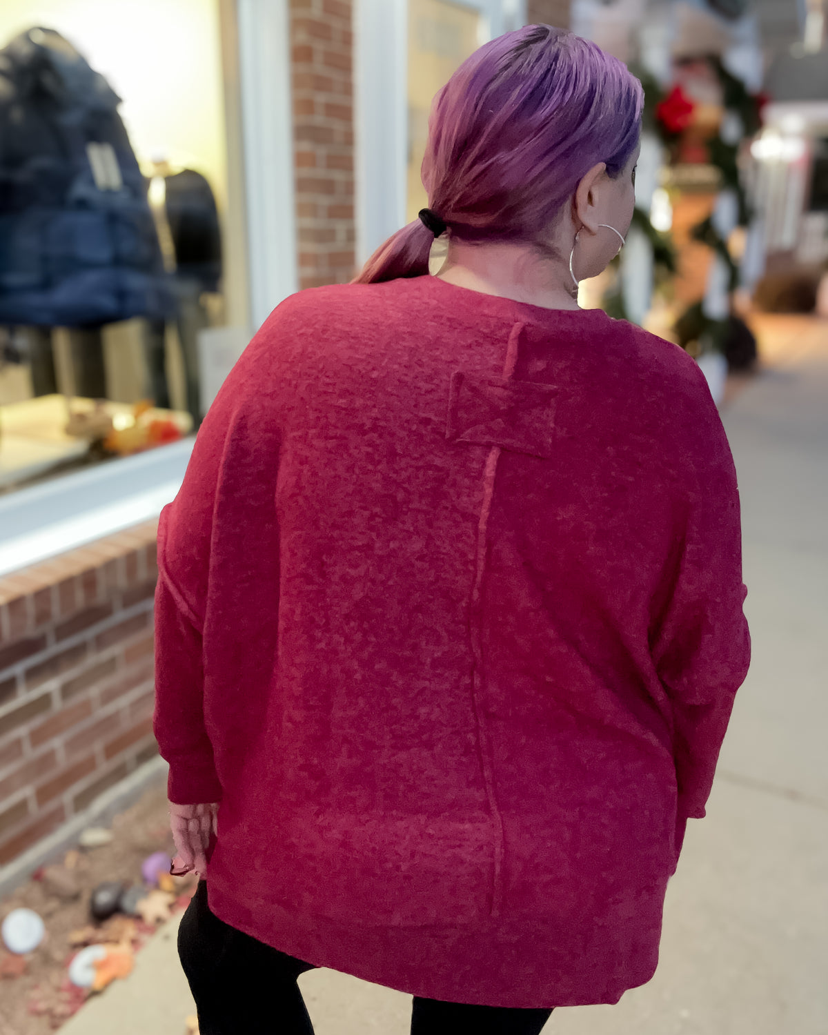 Brushed Mélange Hacci Oversized Sweater | Cabernet