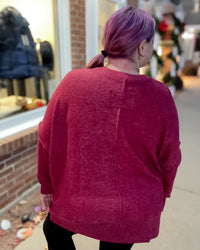 Brushed Mélange Hacci Oversized Sweater | Cabernet